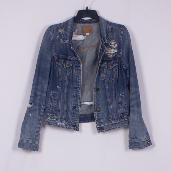 American Eagle Outfitters Jackets & Blazers - AMERICAN EAGLE OUTFITTERS Distressed Jean Jacket Size S